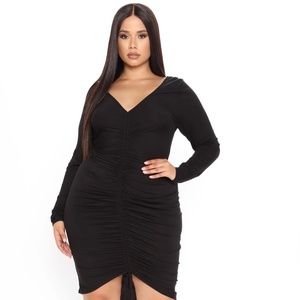 Fashion Nova Black Ruched Dress